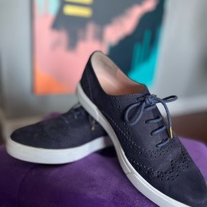 Kate Spade Navy Blue Suede Oxford Sneakers